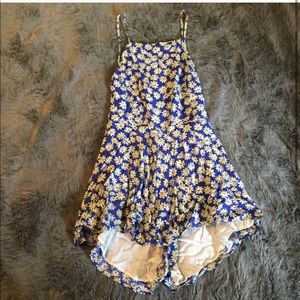 LF Paper Hearts blue sunflowers backless romper